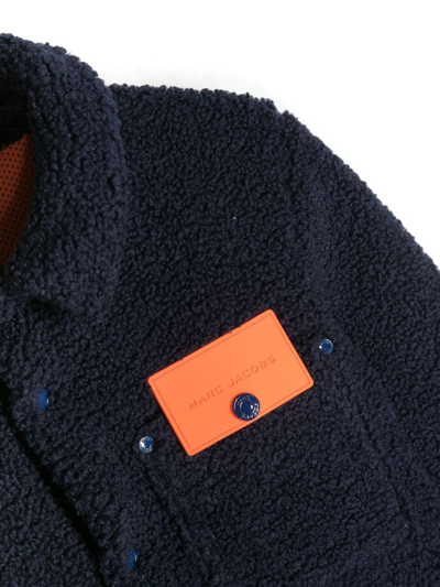 Shop Marc Jacobs Faux-shearling Logo-applique Jacket In Blue