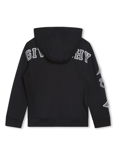 Shop Givenchy Logo-embroidered Zip-up Hoodie In Black