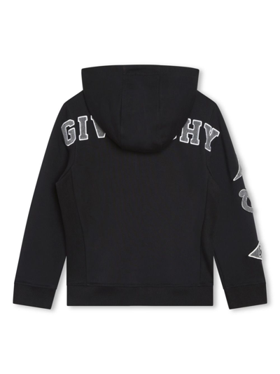 Givenchy Logo-embroidered Zip-up Hoodie In Black