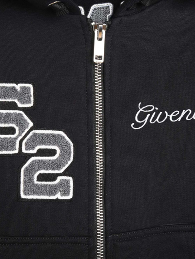 Shop Givenchy Logo-embroidered Zip-up Hoodie In Black