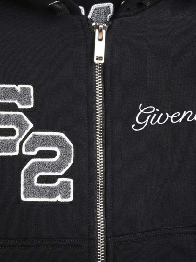 Givenchy Logo-embroidered Zip-up Hoodie In Black