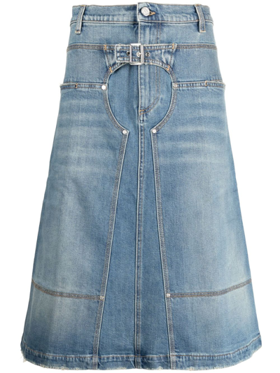 Shop Stella Mccartney Panelled Denim Midi Skirt In Blue