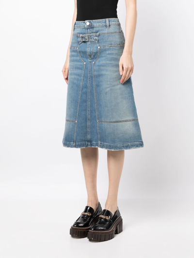 Shop Stella Mccartney Panelled Denim Midi Skirt In Blue