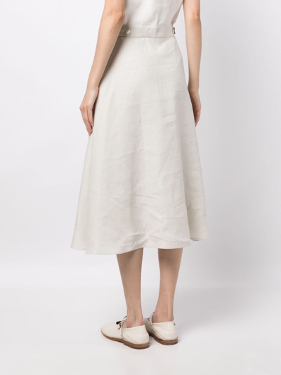 Shop Thom Browne A-line Linen Midi Dress In White