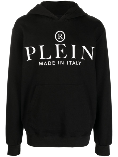 Shop Philipp Plein Logo-print Cotton Hoodie In Black