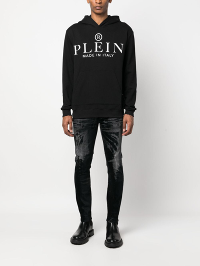 Philipp Plein Logo-print Pullover Hoodie In Black