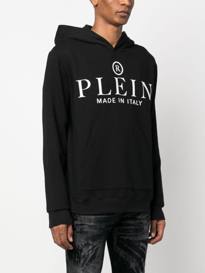 Shop Philipp Plein Logo-print Cotton Hoodie In Black
