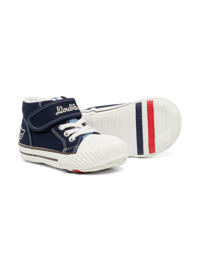 Shop Miki House Embroidered-logo Touch-strap Sneakers In Blue