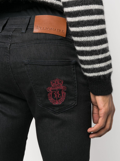 Billionaire Logo-embroidered Straight-cut Jeans In Blue