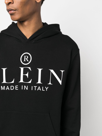 Shop Philipp Plein Logo-print Cotton Hoodie In Black