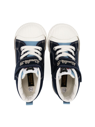 Miki House Bear Strap Sneakers In Blue