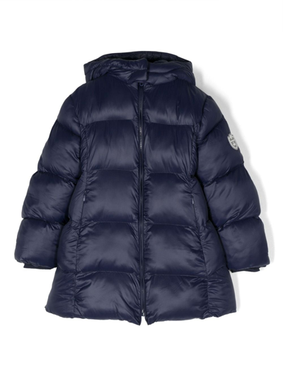 Shop Monnalisa Padded Hooded Coat In Blue