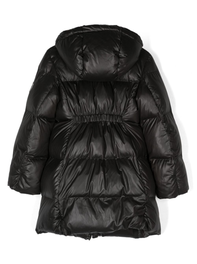 Shop Monnalisa Padded Hooded Coat In Black
