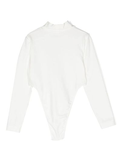Monnalisa Logo-appliqué Long-sleeve Bodysuit In White