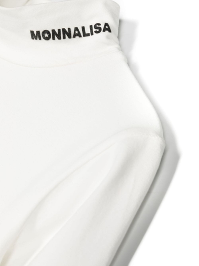 Shop Monnalisa Logo-appliqué Long-sleeve Bodysuit In White