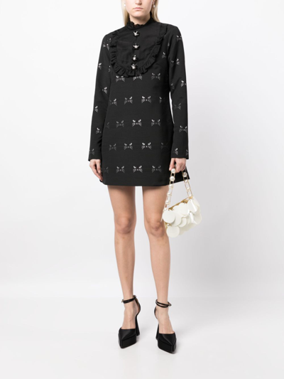 Shop Macgraw Tempo Patterned Jacquard Mini Dress In Black