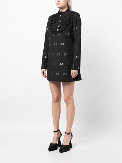 Shop Macgraw Tempo Patterned Jacquard Mini Dress In Black