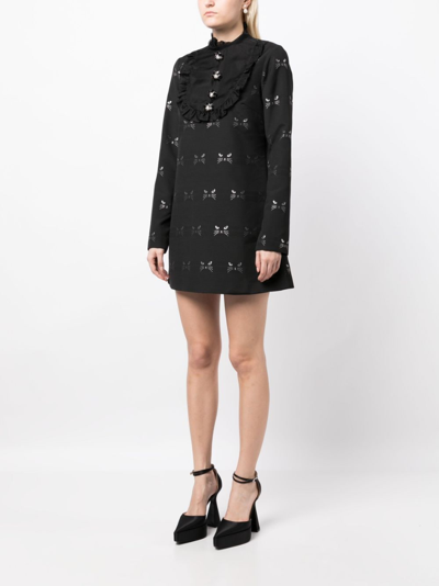 Macgraw Tempo Patterned Jacquard Mini Dress In Black