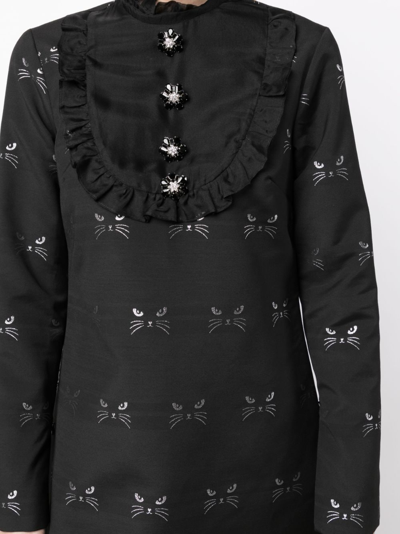 Macgraw Tempo Patterned Jacquard Mini Dress In Black