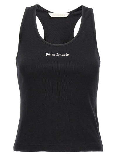 Shop Palm Angels Logo Embroidered Tank Top In Black