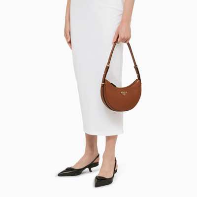 Shop Prada Leather Shoulder Bag Women In Brown
