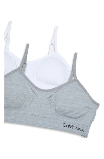 Shop Calvin Klein Seamless Soft Crop Bras In Heather Grey/ White