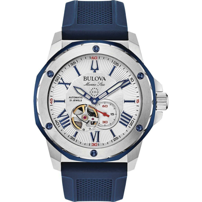 Pre-owned Bulova 98a225 Marine Star Automatic 20 Atm Free Shipping