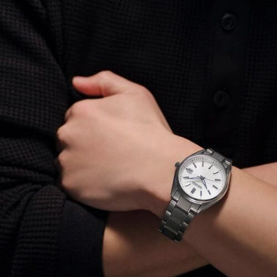 Pre-owned Seiko Selection Sbtm337 Titanium Pearl White Radio Solar Watch Men Box