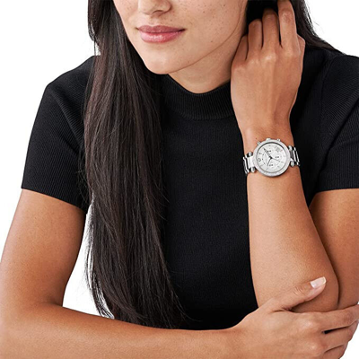 Pre-owned Michael Kors Parker Stainless Steel Watch With Glitz Accents I With Tag