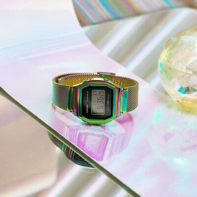 Pre-owned Casio Standard Premium A1000rbw-1jf Tictac Limited Rainbow Color Watch 38mm