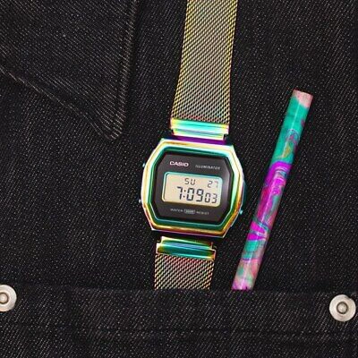 Pre-owned Casio Standard Premium A1000rbw-1jf Tictac Limited Rainbow Color Watch 38mm