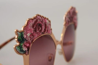 Pre-owned Dolce & Gabbana Dolce&gabbana Dg 2202 Women Pink Sunglasses Metal Rose Sequin Embroidery Eyewear