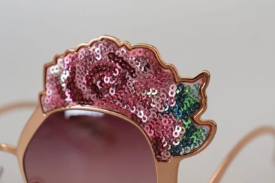 Pre-owned Dolce & Gabbana Dolce&gabbana Dg 2202 Women Pink Sunglasses Metal Rose Sequin Embroidery Eyewear