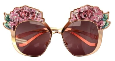Pre-owned Dolce & Gabbana Dolce&gabbana Dg 2202 Women Pink Sunglasses Metal Rose Sequin Embroidery Eyewear