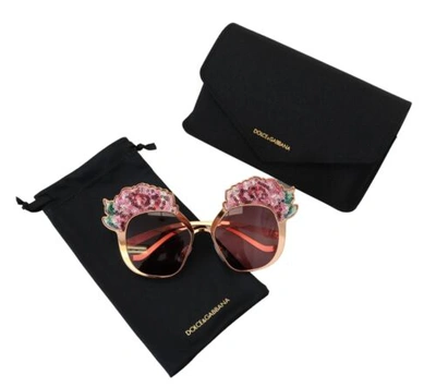 Pre-owned Dolce & Gabbana Dolce&gabbana Dg 2202 Women Pink Sunglasses Metal Rose Sequin Embroidery Eyewear