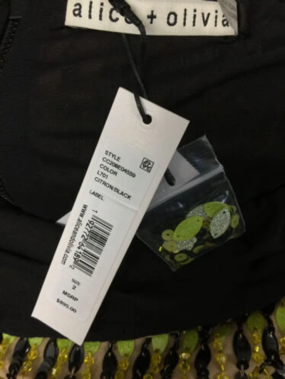 Pre-owned Alice And Olivia $897 Alice + Olivia Women's Green Fifi Embellished Bodycon Mini Dress Size 2