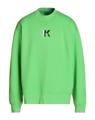 Shop Karl Lagerfeld Jeans Klj Relaxed Seamed Sweat Man Sweatshirt Green Size Xl Organic Cotton