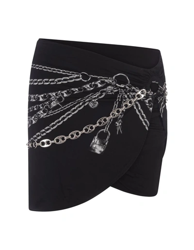 Shop Rabanne Paco  Mini Skirt With Chains In Black