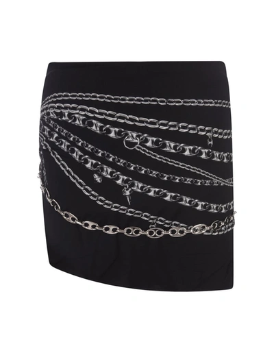 Shop Rabanne Paco  Mini Skirt With Chains In Black