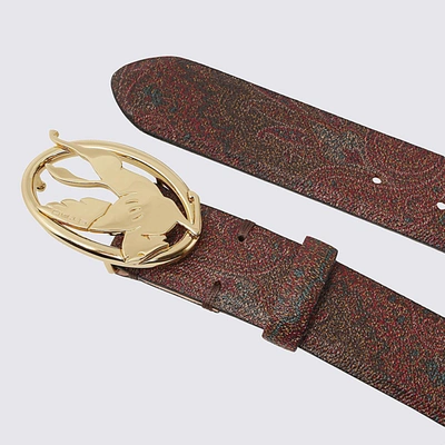Shop Etro Coated Canvas Belt With Pegaso In Black