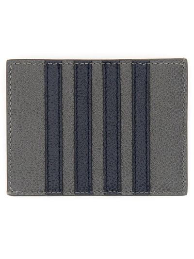 Shop Thom Browne Card Holder With Logo In Grey