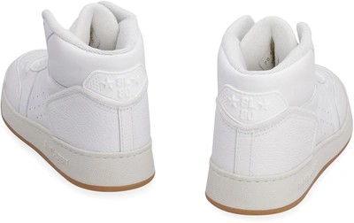 Shop Saint Laurent Sl/80 Leather High-top Sneakers In White