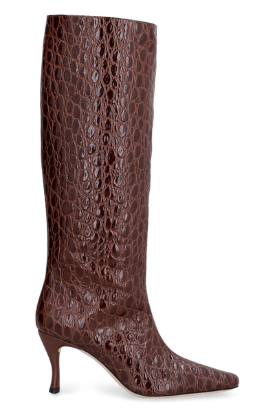 Shop By Far Stevie Croco-print Leather Boots In Brown