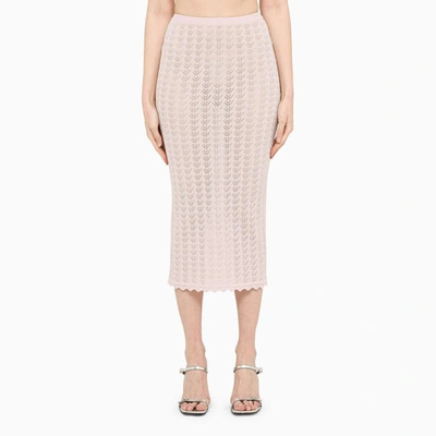 Shop Alessandra Rich Perforated Pencil Skirt In Pink