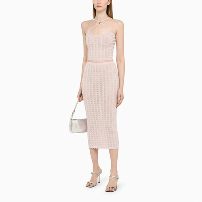 Shop Alessandra Rich Perforated Pencil Skirt In Pink