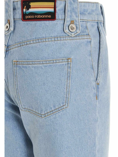 Shop Rabanne Paco  Front Stitching Jeans In Light Blue