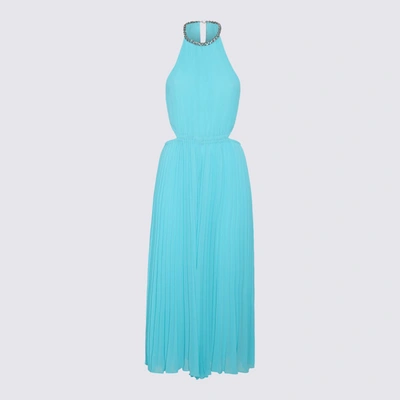 Shop Michael Michael Kors Turquoise Pleated Long Dress