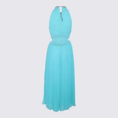 Shop Michael Michael Kors Turquoise Pleated Long Dress