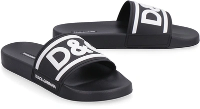 Shop Dolce & Gabbana Rubber Slides In Black