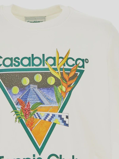 Shop Casablanca Tennis Club Icon Print Sweatshirt In <p> Sweatshirt In Off White Organic Cotton With Multicolor Print
